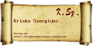 Krisko Szergiusz névjegykártya